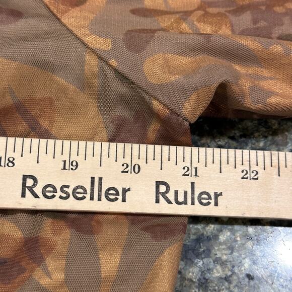 Chicos Beaded Jacket Size 2 US L Brown Netted Open Front Sequin Overlay FLAW - Picture 5 of 7